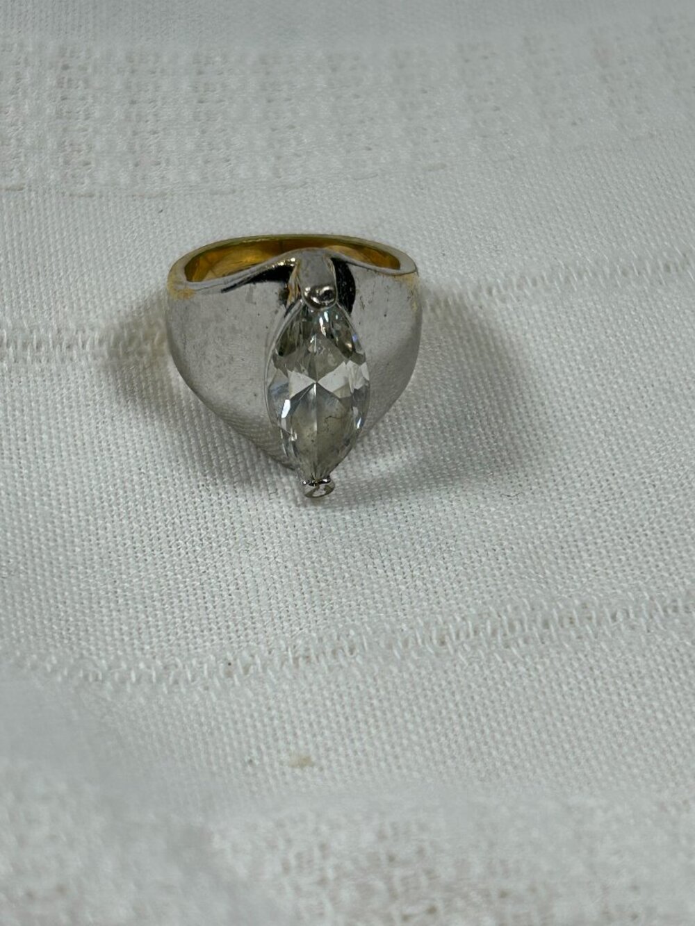 Faux Silver Toned Marquise Ring - Pre-owned